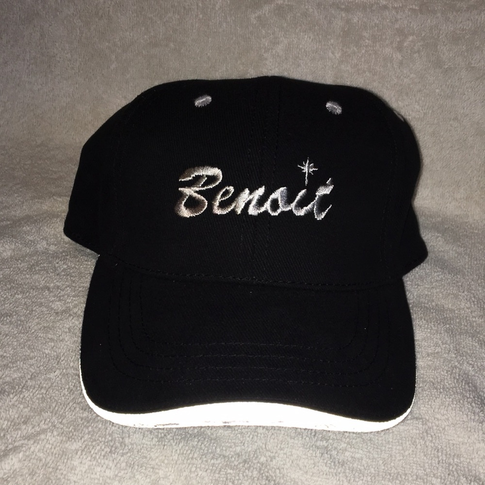 Benoit black and silver reflective 6 panel hat baseball style cap adjustable